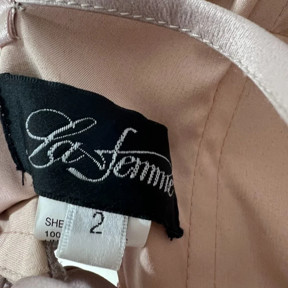 La Femme Beige Crop Top Long Mermaid Evening Gown $438 - Picture 7 of 10